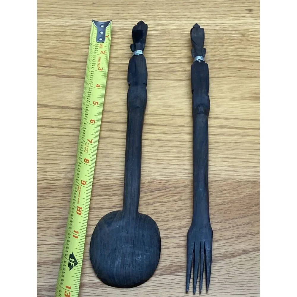 Wooden‎ carved Tribal spoon and fork set